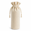 Sacchetto portabottiglia 10 x 10 x 30 cm in tessuto beige con chiusura a coulisse